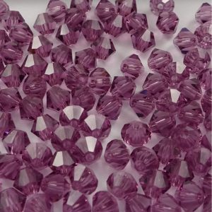 4 mm Czech Superior Crystals MC Faceted Bicone Beads Light Amethyst Purple AB